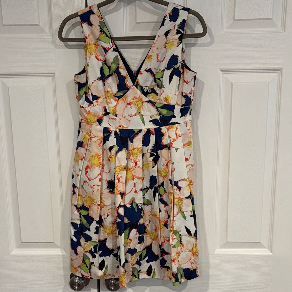 J. Crew Navy and Orange Floral Dress